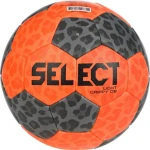 Piłka do piłki ręcznej Select Light Grippy DB EHF v24 w kolorze pomarańczowym z szarym wzorem cętek.