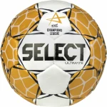 Piłka do piłki ręcznej dla dorosłych Select Ultimate EHF rozmiar 3 w złoto-białym wzorze.