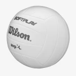 Perspektywiczny widok piłki plażowej Wilson AVP Soft Play - biała, z logo AVP