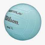 Piłka do siatkówki plażowej Wilson AVP Soft Play - niebieska, z wyraźnym logo Soft Play