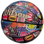Piłka Wilson NBA All Team Retro prezentująca klasyczny wygląd i logo drużyn NBA.