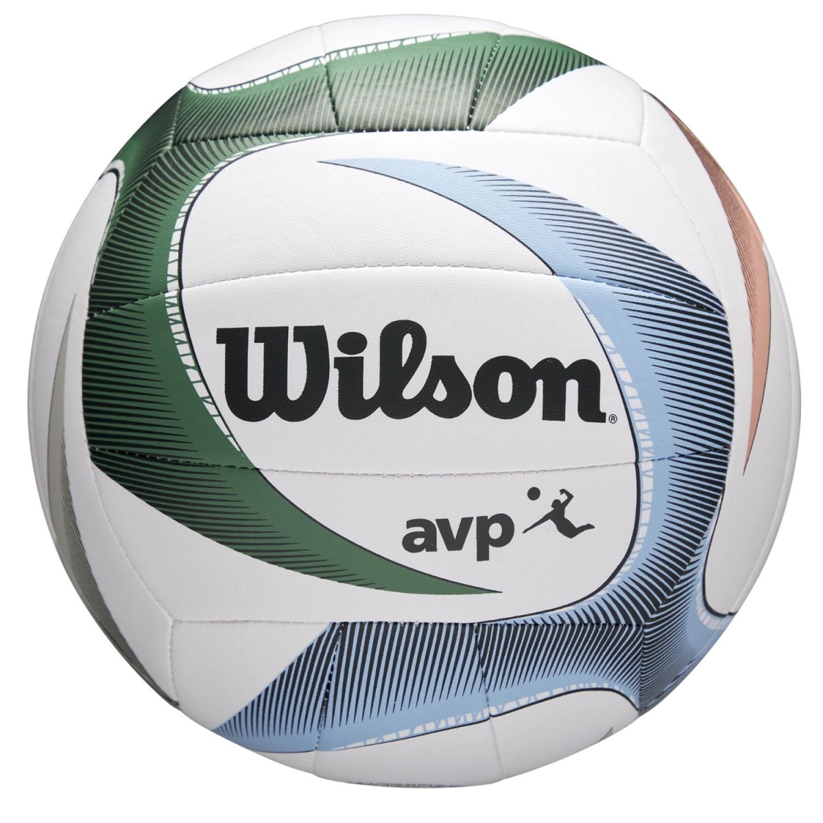 Piłka do siatkówki plażowej Wilson AVP PXL – widok z bliska, wzór zielono-brązowy